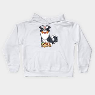 Funny Collie dog is a sushi chef Kids Hoodie